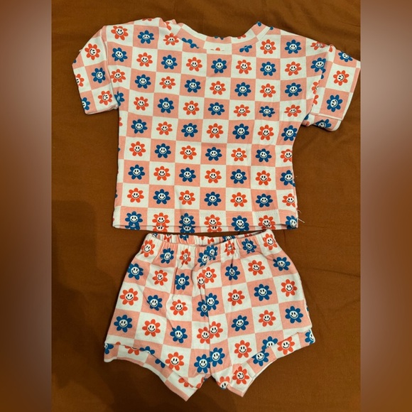 Little One Shop Floral Red and Blue shorts set for kids - Picture 1 of 11